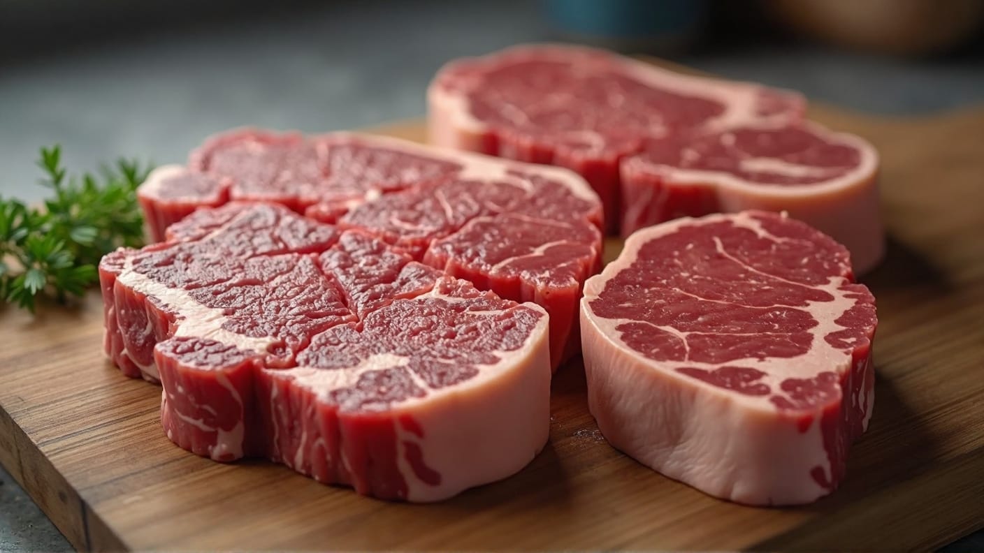 Raw new york steaks