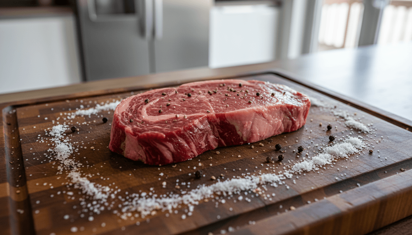 Top sirloin fresh on cutting board with